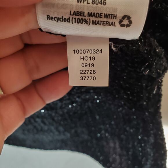 Maison Jules Sweater Women Medium Chenille Black Metallic V-Neck Long Sleeve New - Picture 9 of 12